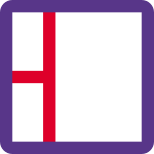 Box with sides sectioned in parts layout icon