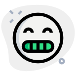 Baby grinning while grimacing to reveal the teeth icon
