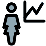 Uptrend sales chart of the businesswoman statistics icon