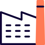 Large scale factory with automation facility layout icon