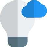 Ideas and innovation on a cloud application research and development icon