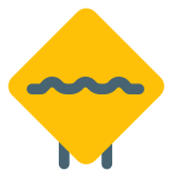 Rough road ahead with multiple bumps traffic board icon