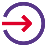 Enter direction arrow towards rightward orientation pointer icon