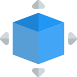 Cube shape three dimensional printing with arrows on all side icon