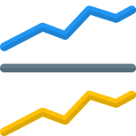 Comparing a line graph isolated on white right now icon