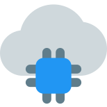 Micro processor on a cloud isolated on a white background icon