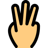 Three fingers raised hand gesture with back of the hand icon