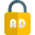 Advertisement privacy protect secured with padlock logotype icon