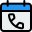 Meeting call schedule on calendar agenda layout icon