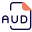 The AUD file extension is a data format used for AUD compressed audio files or sound clips icon