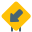 Down left exit lane on road signal in a signboard icon