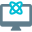 Desktop with atom designing isolated on a white background icon