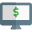 Internet banking and online purchase on desktop computer icon