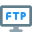 Computer connected to FTP server for data file transfer icon