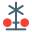 Rail road sign with light signaling operation icon