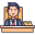 esterno-amministratore delegato-ufficio-goofy-color-kerismaker icon