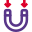 U shaped magnet with strong point poles icon