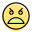 Furious angry face emoticon with scowl on face. icon