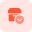 Delivery box with bottoms down arrow layout icon