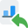 Reply arrow with bar chart feedback reaction icon