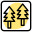 Forest trees as an indication as a warning on road icon