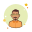 Homme en orange court icon