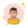 Homem de óculos vermelhos e camisa amarela icon