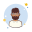 Hombre con barba en vidrios azules icon