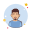 Man With Beard in Blue Shirt icon