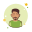 Hombre con bigotes en camisa verde icon
