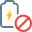 No power or battery banned indication logotype icon