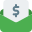 International money order payment in an envelope icon