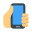 mano con teléfono inteligente icon