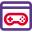Online computer games with joystrick logotype layout icon