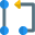 Algorithm diagram from one node to another node pathway icon