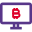 Bitcoin mining and statics on a desktop computer icon