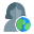 Global access of a profile reach isolated on a white background icon