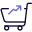 Market price hike with shopping cart logotype icon
