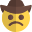 Frowning face expression of a cowboy with a hat icon