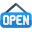 Mall opening hanging board isolated on a white background icon