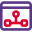Flow chart on a web browser with subdivided stages icon