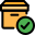 Quality check with tick mark on a cargo delivery box icon