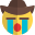 Cowboy with hat emoticon crying with flowing tears icon