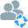 Employee rotational shift work procedure with loop arrows layout icon