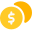 Dollar coin symbol isolated on a white background icon