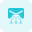 Connected nodes with an envelope isolated on a white background icon