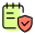 Notebook with verified check protection logotoe layout icon