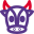 Cow face with long horns and long hornd icon
