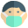 Man wearing mask as a protection from airborne diseases icon