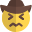 Confounded cowboy face expression with hat emoticons icon